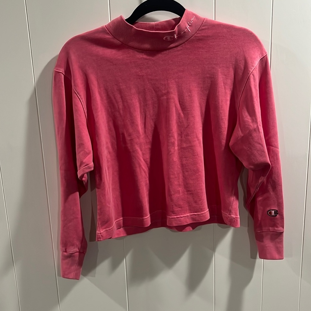 Champion Long Sleeve Mock Neck Crop T-shirt